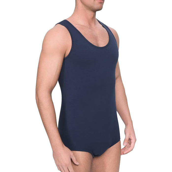 Боді Landofgenie з бавовни, темно-синій, розмір S - одноцільний костюм на бретелях для дорослих