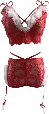 Сексуальна жіноча нічна сорочка та комплект спідньої білизни з мереживом для святкування Різдва та Дня святого Валентина, універсальний розмір (158-lichav-i-rot, S)