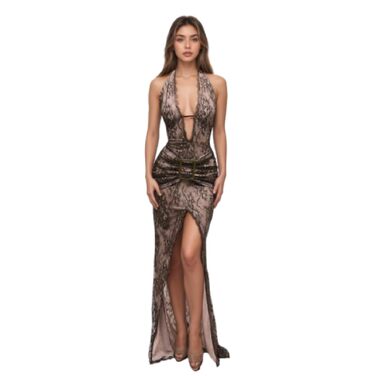 Прозоре максі-плаття OCUH Pitzenkleid: Елегантне мінімалістичне плаття з високим розрізом для вечірок та відпочинку (Чорний, Розміри C, M)