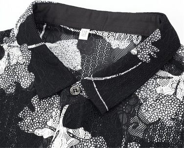 Чоловіча сорочка з квітковим мереживом, прозора по краю, літня, з короткими рукавами, облягаючого крою, для клубу та вечірок, прозора, чорна