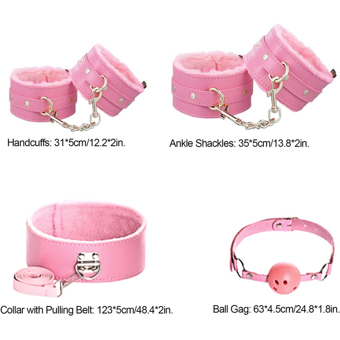 Набір для БДСМ-фетишу: мотузки, наручники, петиш, іграшки для дорослих (рожевий)