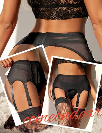 Сексуальний широкий корсет-стрінг з ремінцями Comeondear для жінок, комплект спідньої білизни, чорний, M-L