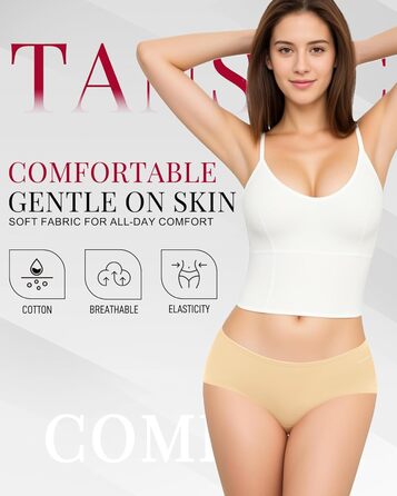 Танстц жіночі труси-сліпи з бавовни, 6 шт. в упаковці, низька посадка, еластичні, дихаючі, чорні (XL)