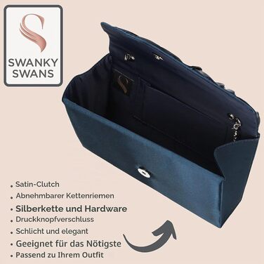 Жіночий вечірній клатч SwankySwans Chantel із сатину, темно-синій