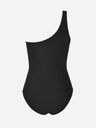 Купальник CUPSHE одноплечий з прозорою сіткою, драпірування, контроль живота, асиметричний, чорний