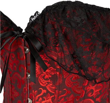 Корсет для жінок з шнурівкою, квітковий принт, вінтажний стиль, під грудьми, застібка спереду, бюстгальтер, талія, формувальна спідня білизна (XXL, B-темно-червоний)