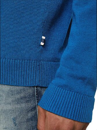 Чоловічий в'язаний светр Jack & Jones однотонний, синій (Classic Blue), розмір S