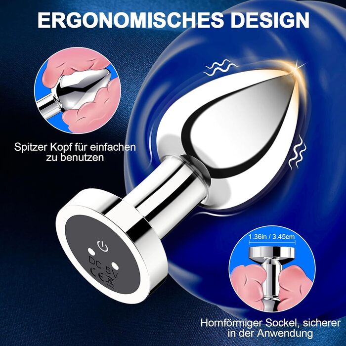 Анальний вібратор-простатор Metall Anal Vibratorstarb з пультом, 10 режимів вібрації, чорний