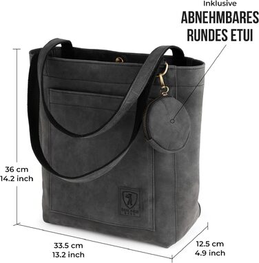 Жіноча шкіряна сумка-шопер Berliner Bags Vintage Seville, класична сумка з ручками (Темно-сіра)