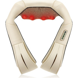 Масажер для шиї та плечей Nekteck 3D Shiatsu з підігрівом, глибокий тканинний масажер для спини та ніг для зняття м'язового болю (Бежевий)