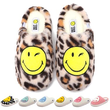 Зимові домашні капці SMILEYWORLD® з ефектом пам'яті Memory Foam, м'які плюшеві пантофлі для жінок та чоловіків (Леопард, 42/43 EU)