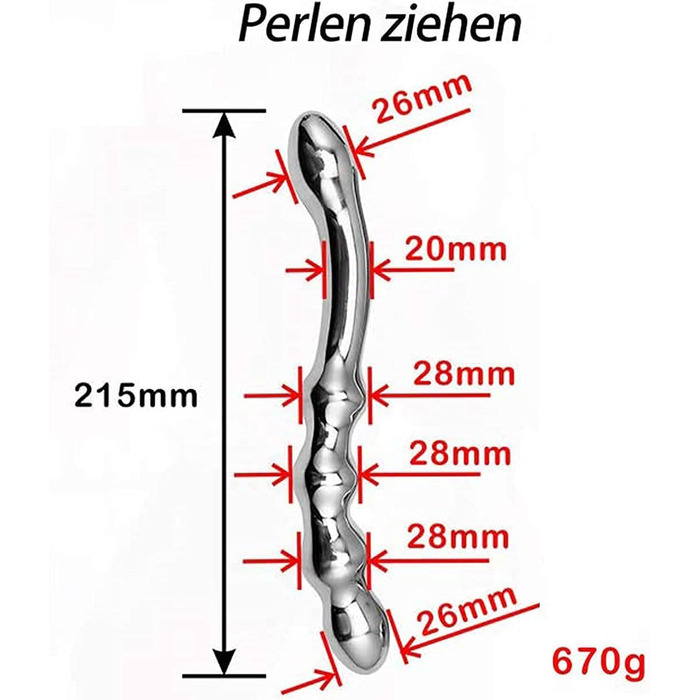 Анальний масажер з нержавіючої сталі з двома головками для стимуляції G-точки та простати. Підходить для чоловіків та жінок.