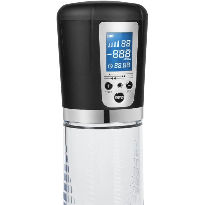 Електрична вакуумна помпа для збільшення статевого члена з акумулятором, LCD дисплеєм - 20см Ø7см - для чоловіків, допомога при еректильній дисфункції, тренування потенції