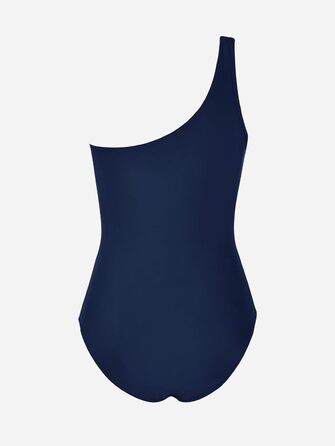 CUPSHE Купальник жіночий з одним плечем, сітка, драпірування живота, асиметричний, суцільний, темно-синій (L)
