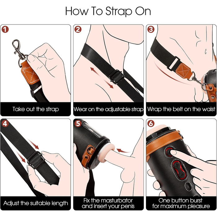 Автоматичний статевий аксесуар для чоловіків - бездротовий, видимий, машина для орального сексу з 10 рухами та 2 реалістичними рукавами та портабельним ремінцем, іграшка для дорослих