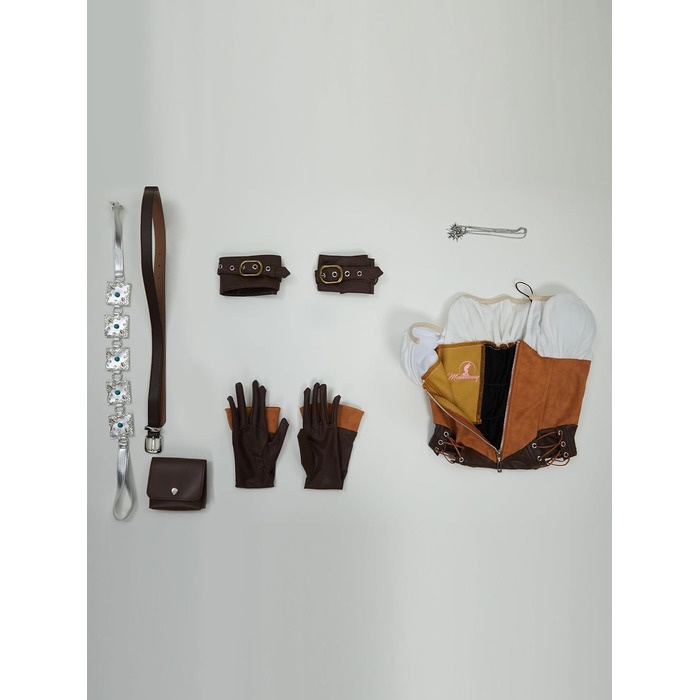 Костюм для косплею Mobbunny: сексуальний боді з поясом, рукавичками та сумкою, середньовічний стиль, Halloween, коричневий