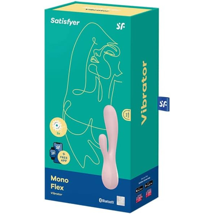 Vibrator Satisfyer Mono Flex Connect App G-Punkt | Силіконовий вібратор з керуванням через додаток | Стимулятор клітора та G-точки | Інтимна іграшка для жінок | Швидка зарядка | 1 шт. (Mauve)