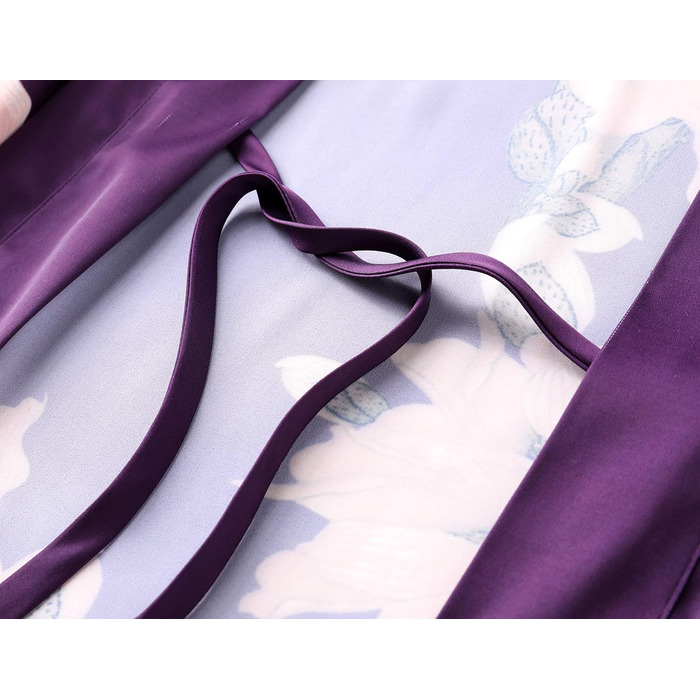 Легкий жіночий халат Babeyond з квітковим принтом, сатиновий, короткий, для дому та пляжу, універсальний розмір, зелений/фіолетовий