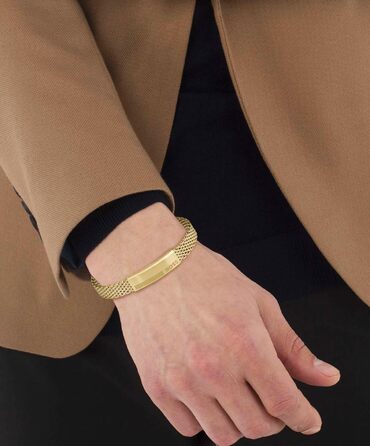 Чоловічий браслет BOSS Jewelry Mesh з нержавіючої сталі, колекція ALEN, золотого кольору