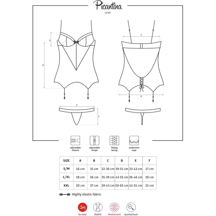 Сексуальний комплект спідньої білизни Obsessive: мереживний корсет та стрінг, подарункова коробка (S-M, чорний)