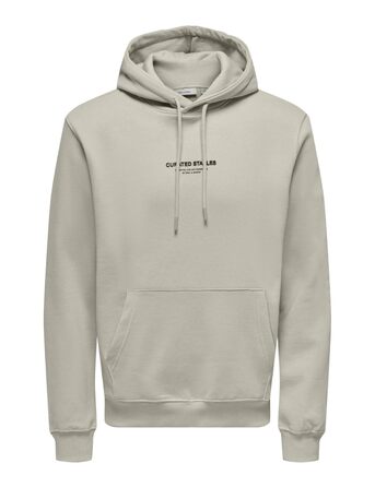 Чоловічий худі Only & Sons Onscurated Regular Fit з капюшоном, колір Silver Lining, розмір XXL