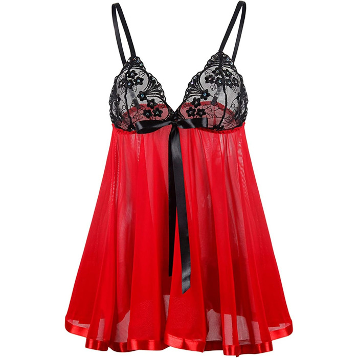 Сексуальна спідня білизна для жінок: мереживний комплект Babydoll з лаку, великі розміри (3XL), спідня сорочка Negligee