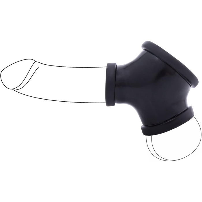 Стриптиз-рукав з латексу для чоловічих статевих органів, чорний, з кільцем 2.8 см, кільцем для яєчок 3.5 см, розтягувачем яєчок, секс-іграшка для початківців та професіоналів, виготовлено в Німеччині