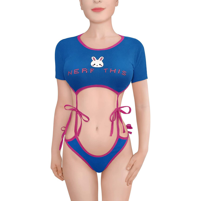 Комплект жіночої піжами з бавовни LittleForBig: бра-топ та трусики з мереживом, спортивний стиль, блакитний, 3XL