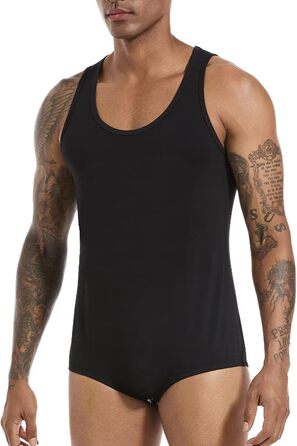 Чоловічий безрукавний боді-піжама Landofgenie з бавовни, чорний, розмір M