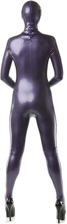 Боді з латексу YXFHHY: сексуальний комбінезон-боді, однотонний, латексний, з довгим рукавом, блискучий, для чоловіків та жінок, фетиш, XXL, фіолетовий