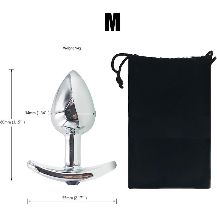 Анальний набір Metall: металевий бутплаг з T-подібною основою (S/M/L), сталевий анальний тренажер-дильдо з кристалом, стимулятор G-точки та простати для жінок та чоловіків