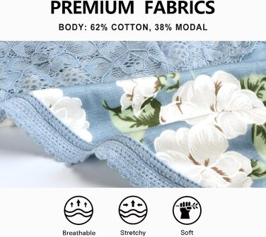 Танга жіночі бавовняні безшовні, мереживні, 5 шт. у наборі, M, з квітами