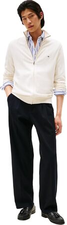 Чоловічий джемпер Tommy Hilfiger Essential Cotton Zip Thru з коміром-стійкою, жовтий (Ivory Petal), розмір L
