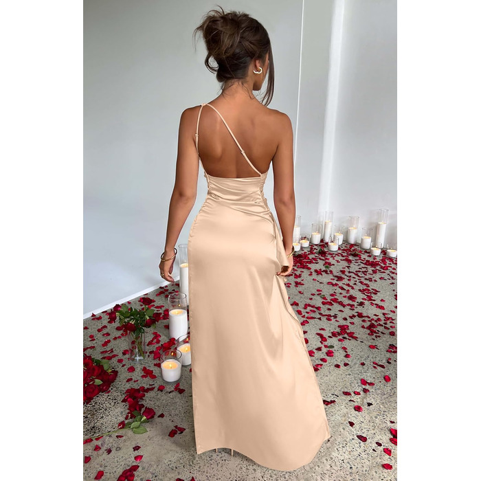 Елегантна вечірня сукня Maxikleid одноплеча чорного кольору (S, Шампань) для коктейлю, весілля, вечірки