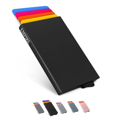 Чоловічий картхолдер Empire Jet Black — тонкий мінімалістичний гаманець з RFID/NFC захистом для кредитних карток