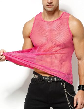 Чоловіча сітчаста майка Casey Herren Netz Tank Top з круглим коміром, Cubwear (L, рожевий A3)