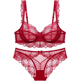 Бюстгальтер MOONBADI для жінок, квітковий дизайн, без кісточок, мереживо, бюстгальтер-бралетт, без пуш-ап, сітчаста підкладка, V-подібний виріз, для щоденного використання, бюстгальтер з підняттям грудей, 34/75D, бордовий