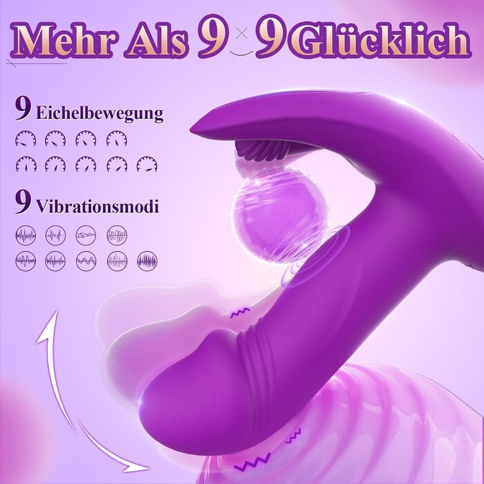 Інтимні іграшки для пар EAWESION: вібратор-масажер, анальний плагін, стимулятор G-точки, 9 режимів, фіолетовий