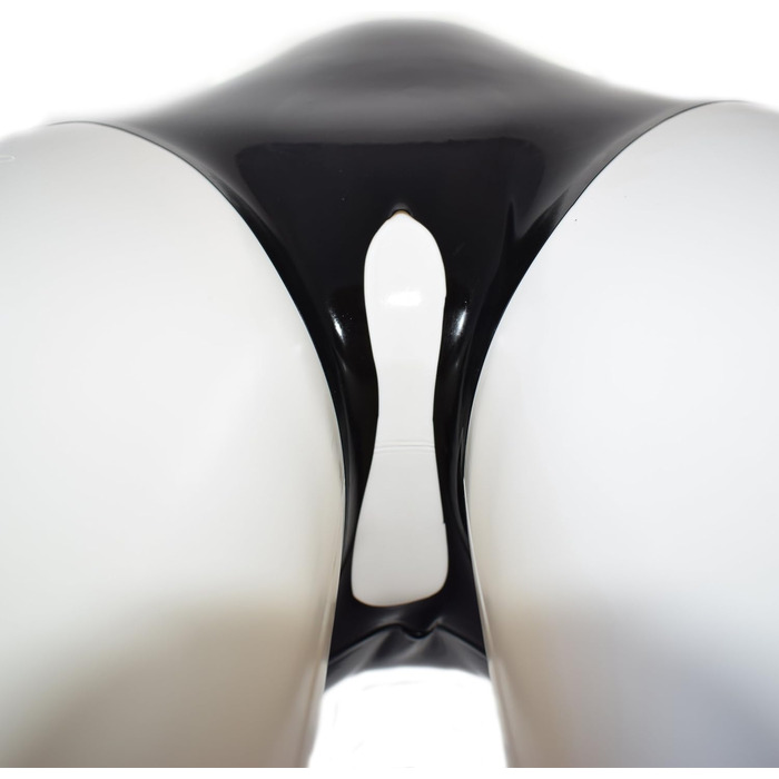 Латексний сліп з кроком Rubberfashion - панчохи з латексу з отвором, чорний, 0.4 мм (для жінок та чоловіків)