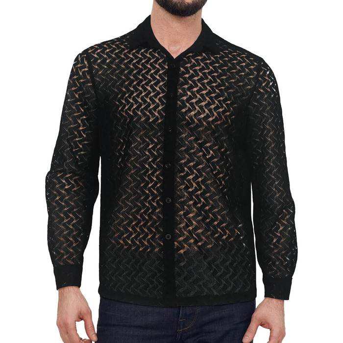 Футболка AIEOE для чоловіків, сітка, прозора, чорна (L)