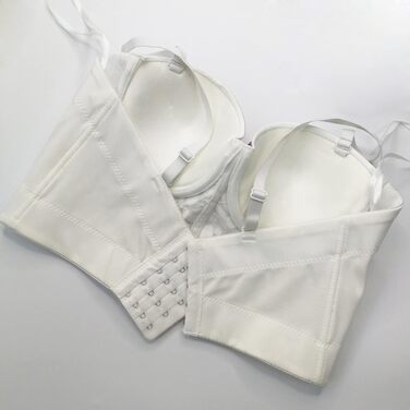 Жіночий бюстгальтер Push Up з корсетом, готичний стиль, стрази, діаманти, Cubwear, для вечірок, з регульованим ремінцем (L, білий)