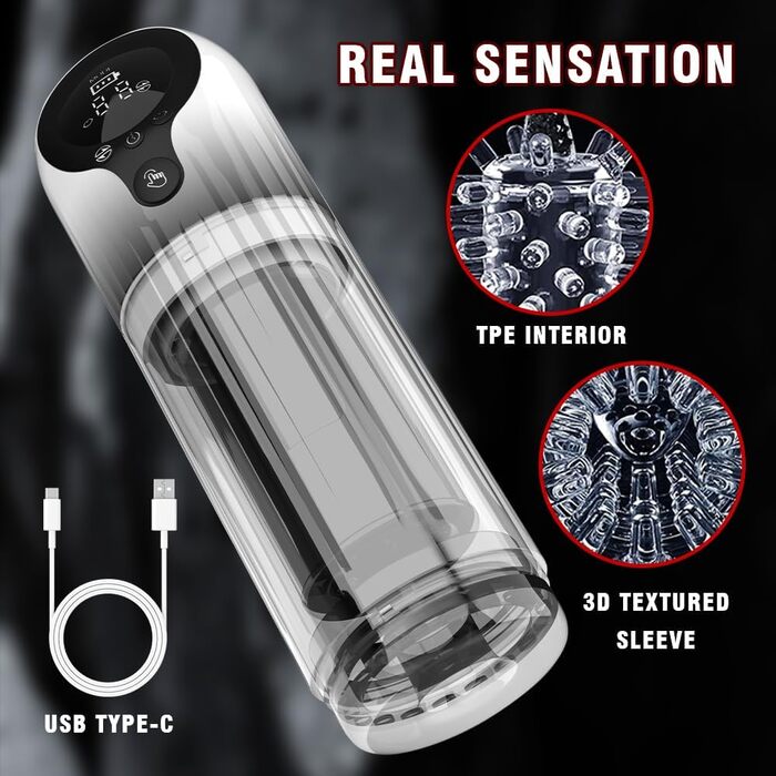 Масажер для чоловіків Lmgoc з 9 режимами обертання та 4 режимами всмоктування. Інтимні іграшки для дорослих, 3D вагінальний дизайн.