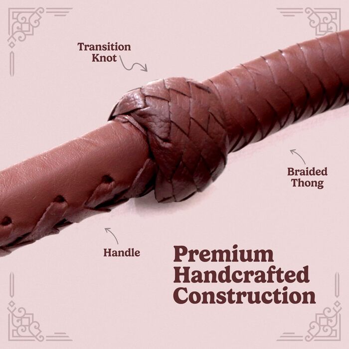 Справжня шкіряна батогом з бичачої шкіри, 8 футів, 8 плетінь, стиль Індіани Джонса, темно-коричневий