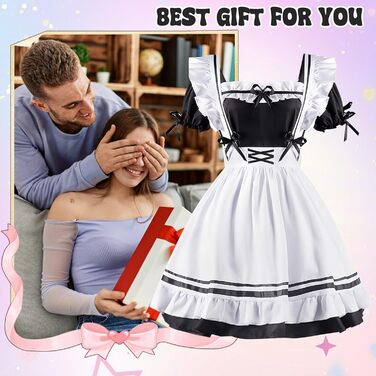 Костюм французької служниці: комплект для косплею, карнавалу та Хелловіну (чорний, L)