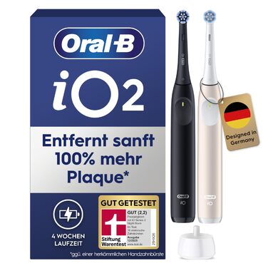 Електрична зубна щітка Oral-B iO Series 2 (Night Black), 3 режими чищення, набір з 2 щітками та дорожнім футляром