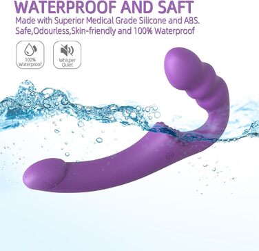 Вібратор для пар з двома головками та пультом керування - 15 режимів, для стимуляції клітора та G-точки, фіолетовий