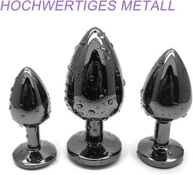 Набір анальних пробок 3 шт. з металу (Gunmetal) – велика, середня, мала. Підходить для початківців, жінок, чоловіків, пар. Кольори: синій, фіолетовий, рожевий. Іграшки для дорослих.