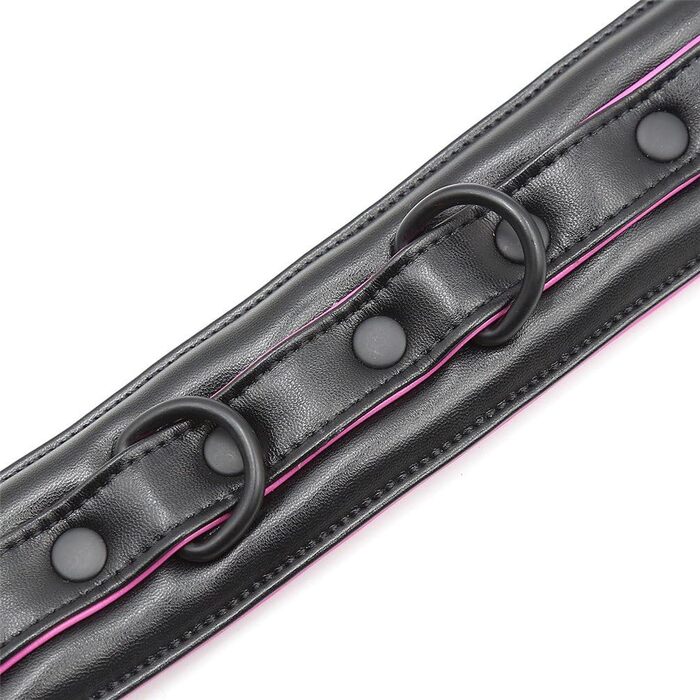 Чорне та рожеве шкіряне намисто для бондіджу та еротики: фетіш-намисто-рабське підв'язування з мотузкою