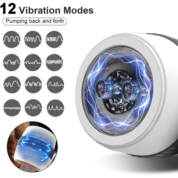 Електричний секс-іграшка для чоловіків JFRong - вібратор-чаша з 12 режимами, автоматичний, для мастурбації, тренування пеніса