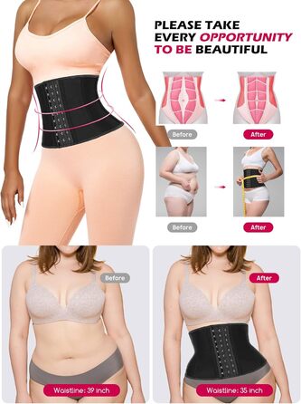 Корсет для фігури жіночий, чорний, з 9 сталевих кісток, для корекції талії